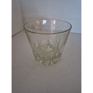 VINTAGE ETCHED LEAD GLASS ICE BUCKET WITH FLORAL DESIGN 5.5" TALL